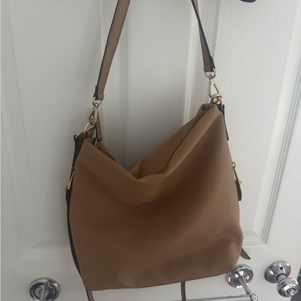 Kelly & Katie Tan Hobo Shoulder Bag with Gold-Tone Hardware